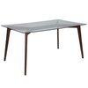 Flash Furniture Rectangle Walnut Table, Glass Top, 35.25"X59", 35.25" W X 59" L X 29.25" H, Glass, Clear SK-TC-5049-W-GG